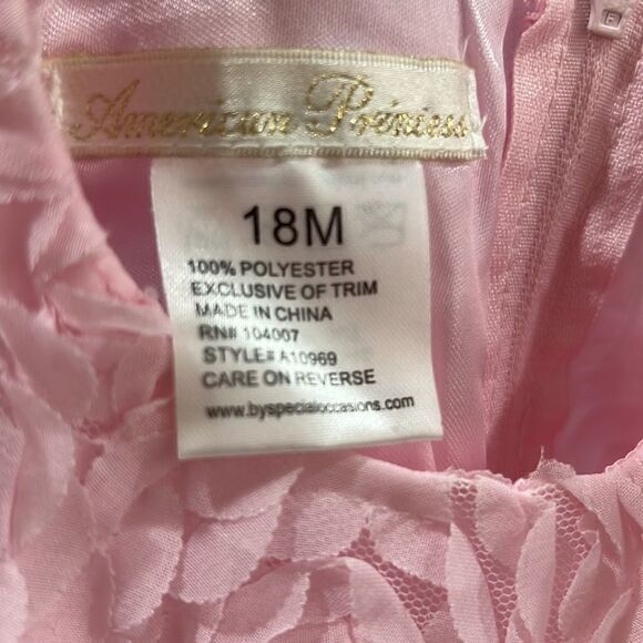 American Princess Pink Sleeveless Formal Party Dress with rosettes and ruffles - Picture 12 of 14